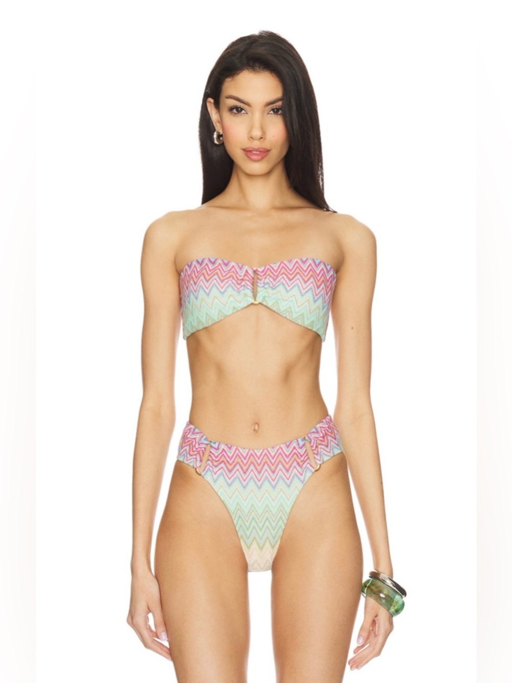 PQ Swim Huntington Detail Bandeau Top & Huntington Detail Fanned Bikini Bottom-S